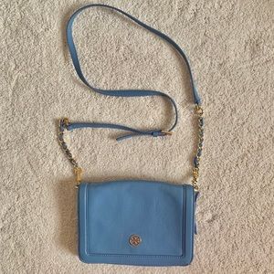 Tory Burch accordion blue cross body